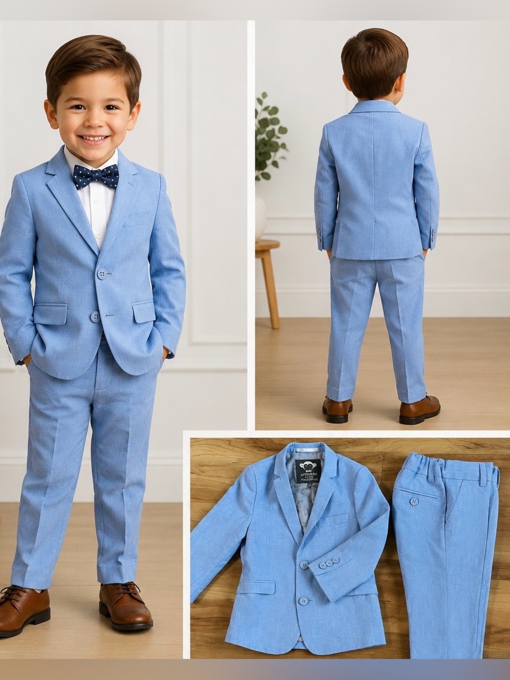Appaman Fine Tailoring Boys Light Blue Suit Set Size 3T Wedding Ring Bearer 💙👔